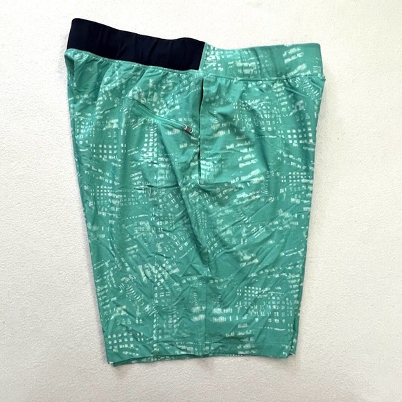 Lululemon Men Teal Abstract Print 9" THE Short Linerless Unlined Drawstring L - Picture 9 of 12